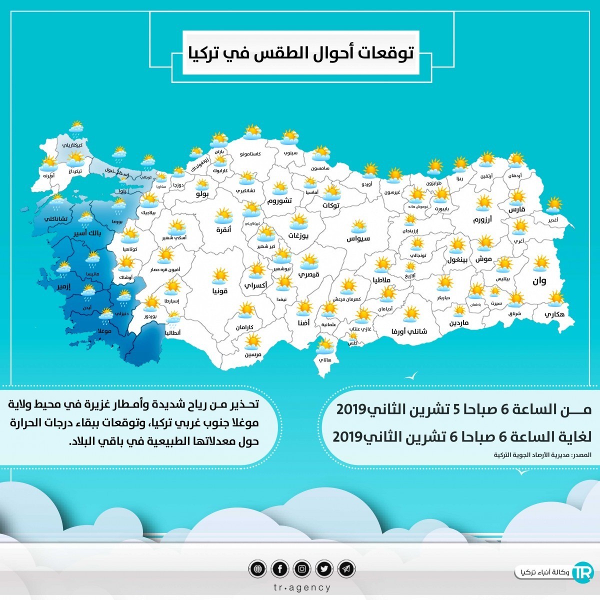 توقعات أحوال الطقس في تركيا